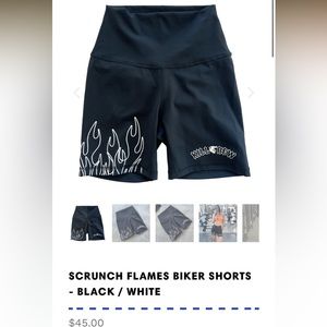 Kill Crew Scrunch Flames Biker Shorts - Black and White